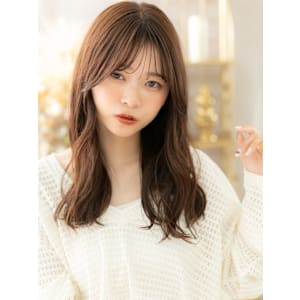 韓国風レイヤー大人可愛いフェミニンロング　韓国風巻き