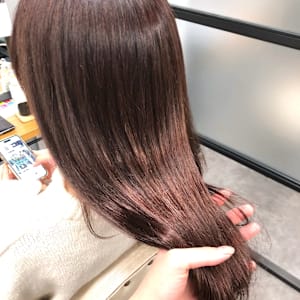 艶◎ピンクベージュ/大人レイヤーロングシンプルストレート