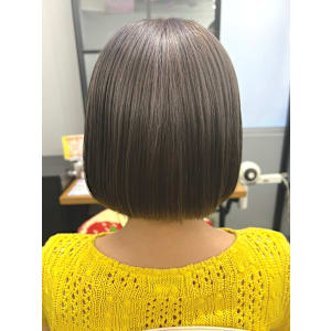 グレーベージュボブアッシュブラックワンレンボブ