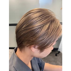 メンズカットハイライトマッシュパーマウルフアッシュブラック