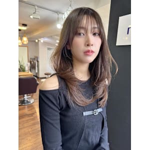 レイヤーカット韓国レイヤーロングブラウン