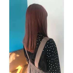 チェリーレッド×ロング×ストレート