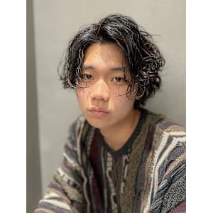 【吉田智哉】韓国ウルフ、ニュアンスパーマ、ダークアッシュ