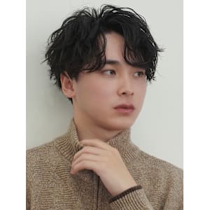 センターパート/波巻きパーマ