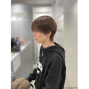 メンズウルフ／シースルーバング／ココアベージュ／メンズ