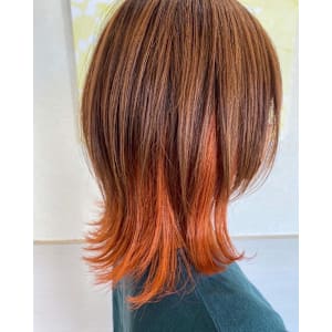 【hair salon Wish】ウルフインナーオレンジ
