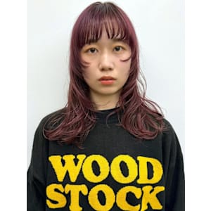 ラベンダーカラー　顔周りレイヤー　姫カット　似合わせカット