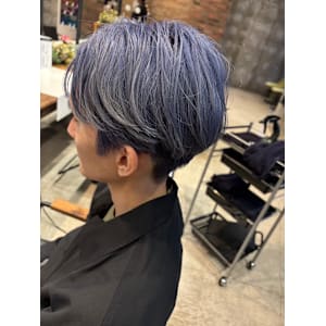 メンズカット/センターパート/ブルーパープル/韓国風