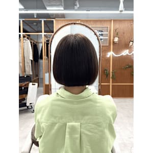 ボブ/切りっぱなしボブ/オリーブブラウン