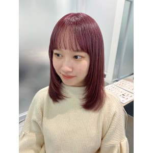 柔らかベリーピンク/レイヤーカット