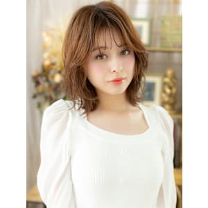 韓国風ニュアンスパーマフェザーミディアム　韓国風巻き