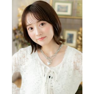 透けバングツヤ髪アースカラーくびレイヤー　マロンベージュ