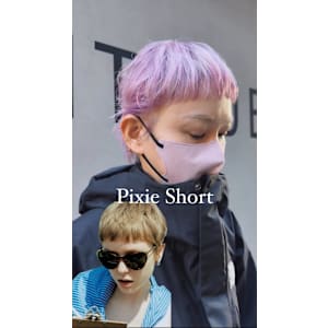ピクシーショート/外国人風ショート/スモークピンク