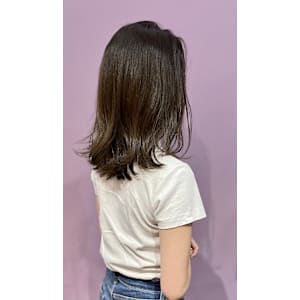 髪質改善カラー×ワンレンカーキベージュ