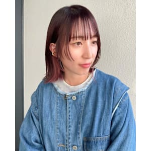 姫カットレイヤーアプリコットオレンジチェリーレッド