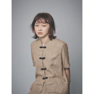 大人かわいいポイントカラーAラインボブウルフ