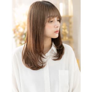 アースカラーワンカールストレートレイヤー　姫カットレイヤー