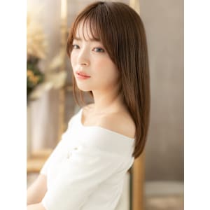 大人フェミニン顔まわりレイヤー艶髪セミディ　姫カットレイヤー