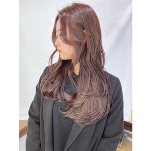 【MICHI 富田店 古作蓮】小顔レイヤー　ピンクブラウン