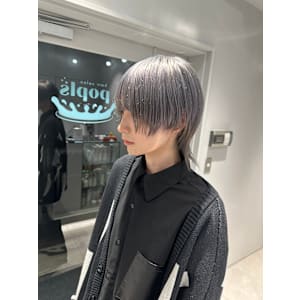 さらさら中性メンズウルフ/シルバーウルフ/髪質改善