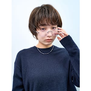 ショートボブ/小顔/ニュアンスパーマ/ブルーージュ[原宿]
