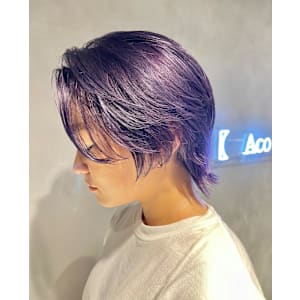 ディープパープル/紫/ダブルカラー/ショートウルフ