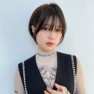 ショートボブ/小顔/ニュアンスパーマ/ブルーージュ[原宿]