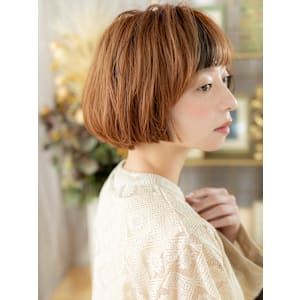 ダブルカラーハイライトフレンチカジュアルアプリコットオレンジ