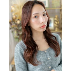 大人美人チェリーレッドひし形レイヤーカット　韓国風巻き