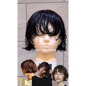 外国人風アンニュイボブパーマ、ウェーブミディアム