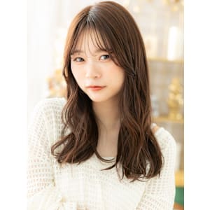 韓国風レイヤー大人可愛いフェミニンロング　韓国風巻き