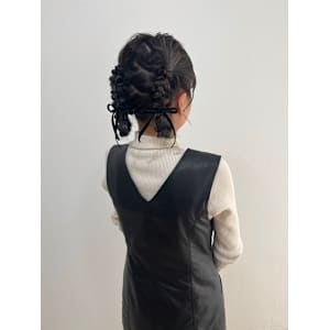 編み込みツインだんご