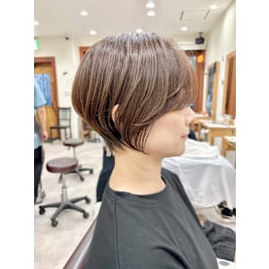 斜めバング/丸みショートボブ/20代30代40代