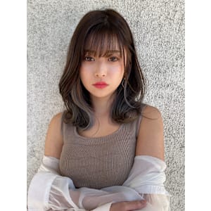 インナーカラー/ミディアムヘア/寒色/グレー/アッシュ