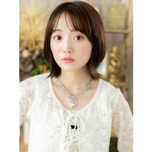 透けバングツヤ髪アースカラーくびレイヤー　くすみベージュ