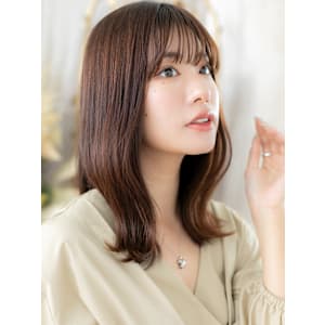 透明感ピンクブラウン外ハネロブくびれカール　韓国風巻き