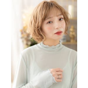 外国人風ハイトーンカラーボブウルフマッシュ　ホワイトブロンド