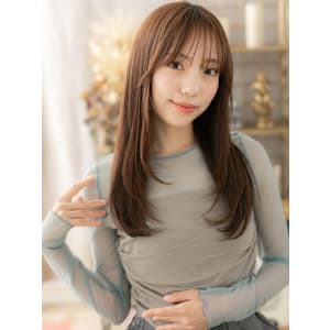ニュアンスカラー小顔ロングレイヤーカット　姫カットレイヤー