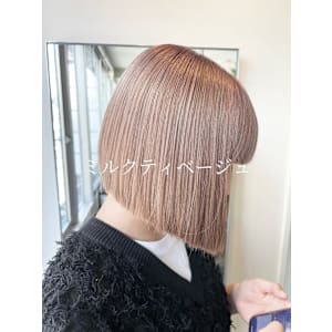 W_SALON 河原町】ミルクティベージュ×ショートボブ