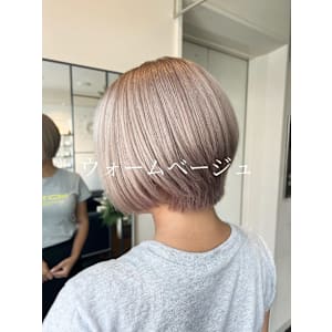 【W_SALON 河原町】ウォームベージュ×前下がりボブ