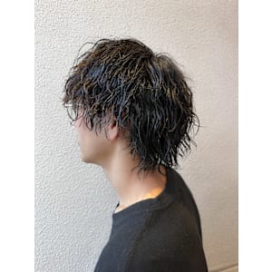 メンズ　ウルフ　ツイストスパイラルパーマ