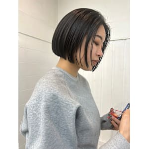 髪質改善/縮毛矯正/酸性ストレート/丸みボブ/グレーブラック