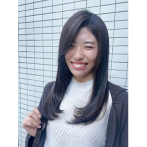 艶髪ストレートパーマ/レイヤーカット/バイカルテ/髪質改善