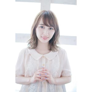 外巻き/ミディアムボブ/抜け感/マロンベージュ