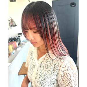 ダブルカラーアンブレラカラーピンクヘアー髪質改善トリートメン