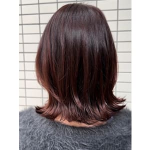 外ハネボブ/くびれカット/くびれヘア/ボルドーカラー/カット