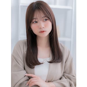 シースルーバングアースカラーエアストレート　マロンベージュ