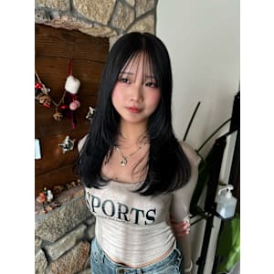 ロングレイヤー/ワンカール/黒髪ロング/艶髪