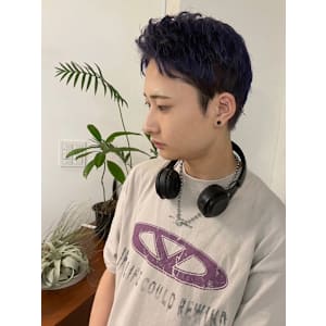 アップバングショート　ダウンパーマ　ストリートショート　黒髪