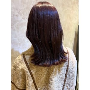 ボルドーカラー　ブリーチなしダブルカラー　ミディアムレイヤー